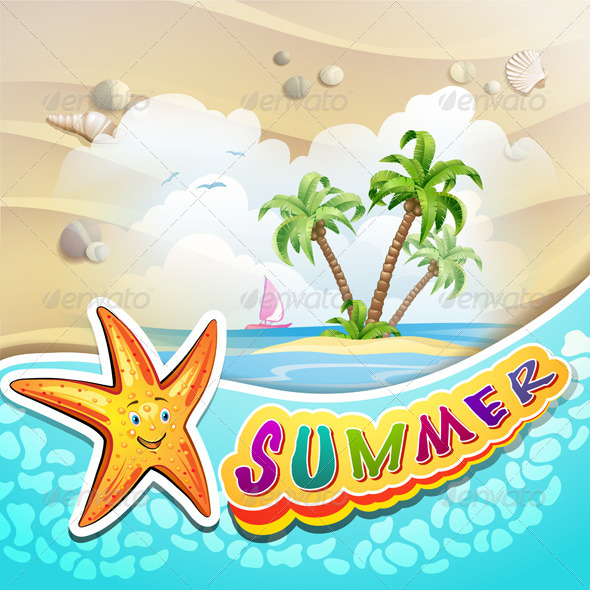 Summer Beach with Palm Trees Summer Beach with Palm Trees