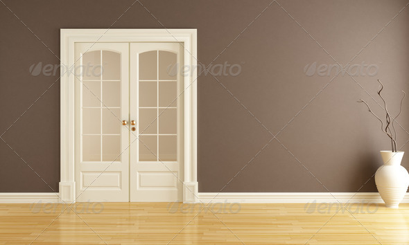 empty interior with sliding door