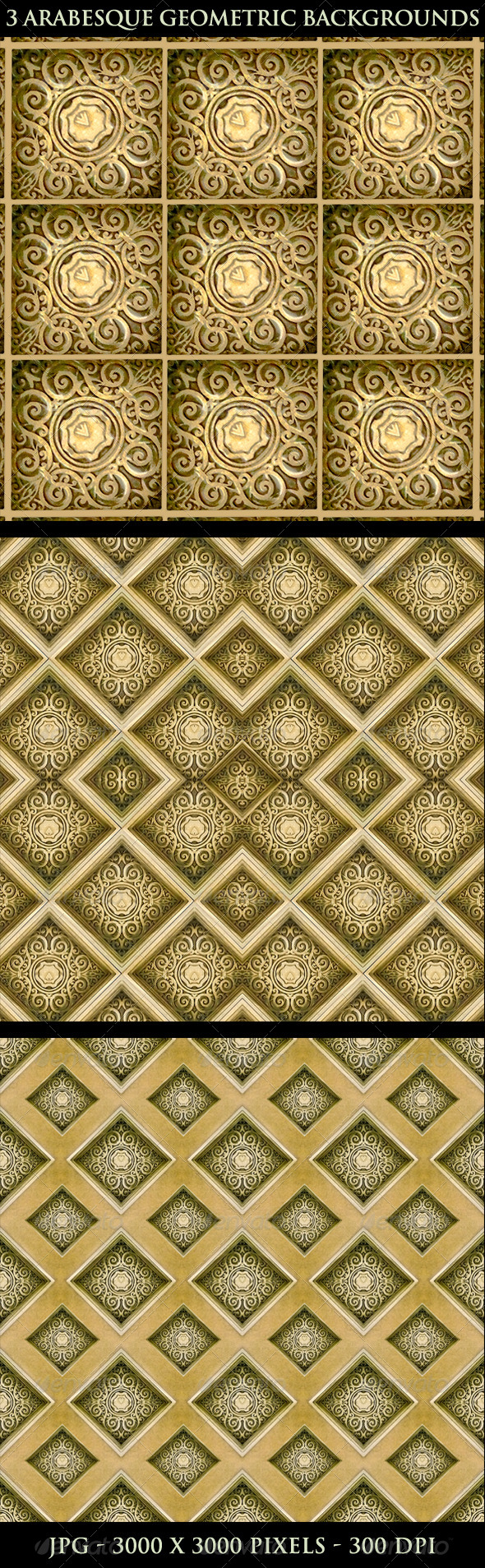 3 Arabesque Geometric Backgrounds