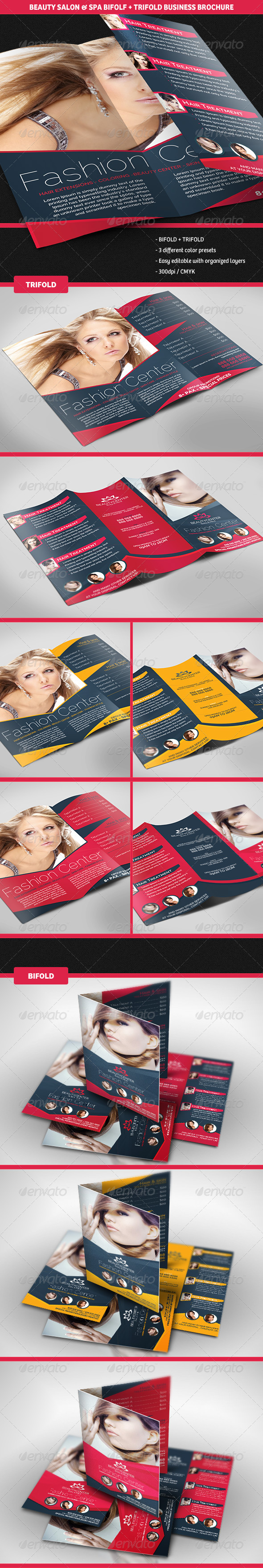 Beauty Center Bifold & Trifold Business Brochures Beauty Center Bifold & Trifold Business Brochures