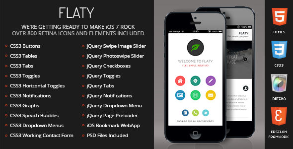 Flaty Mobile Retina | HTML5 & CSS3 and iWebApp