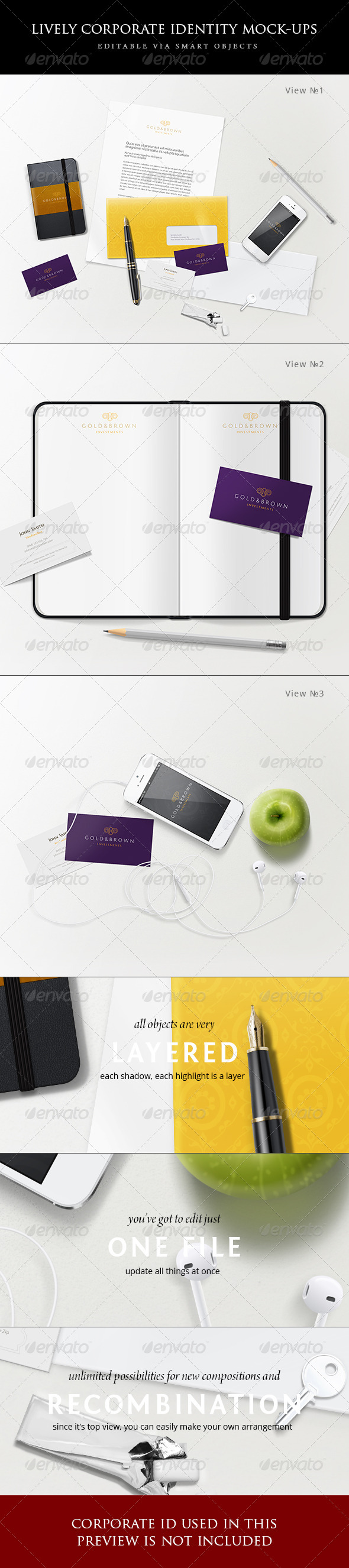 Lively corporate stationery/branding mock-ups - Stationery Print
