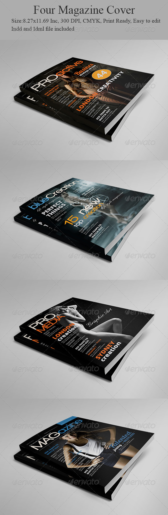 Four Magazine Cover Templates - Magazines Print Templates