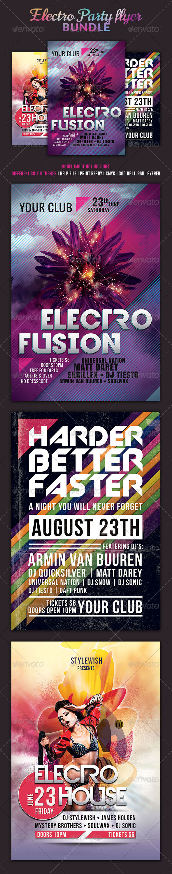 Electro Party Flyer Bundle - Clubs & Parties Events
