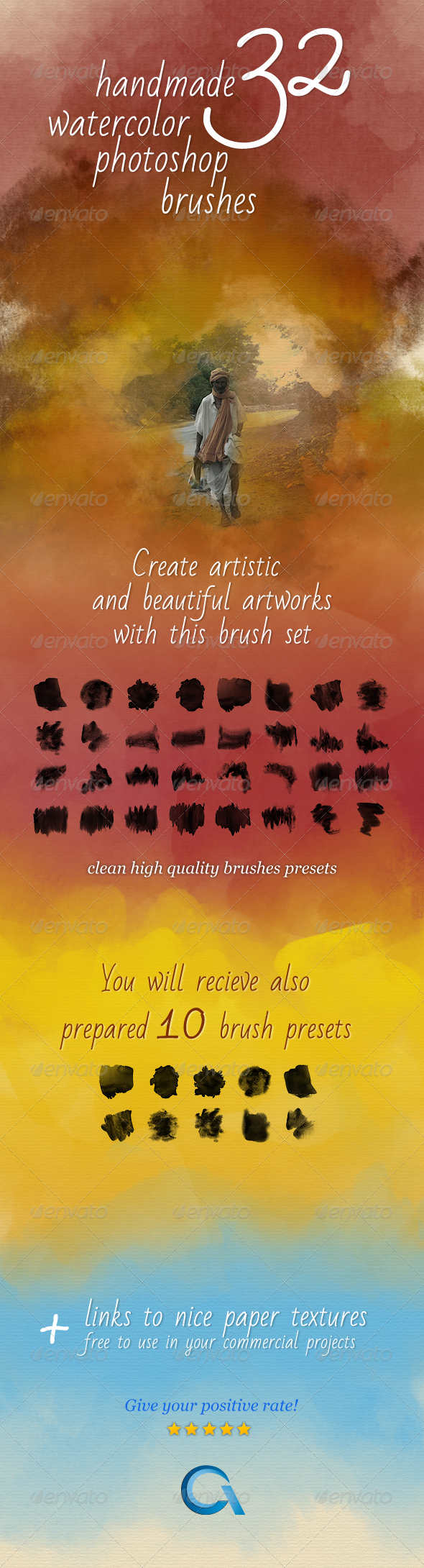 32 Watercolor Artistic Brushes - Artistic Brushes