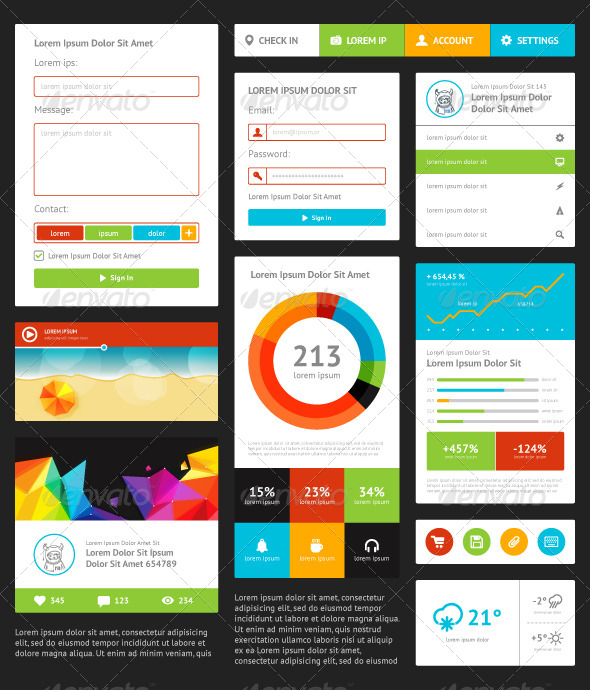 UI Components Featuring a Flat Design UI Components Featuring a Flat Design