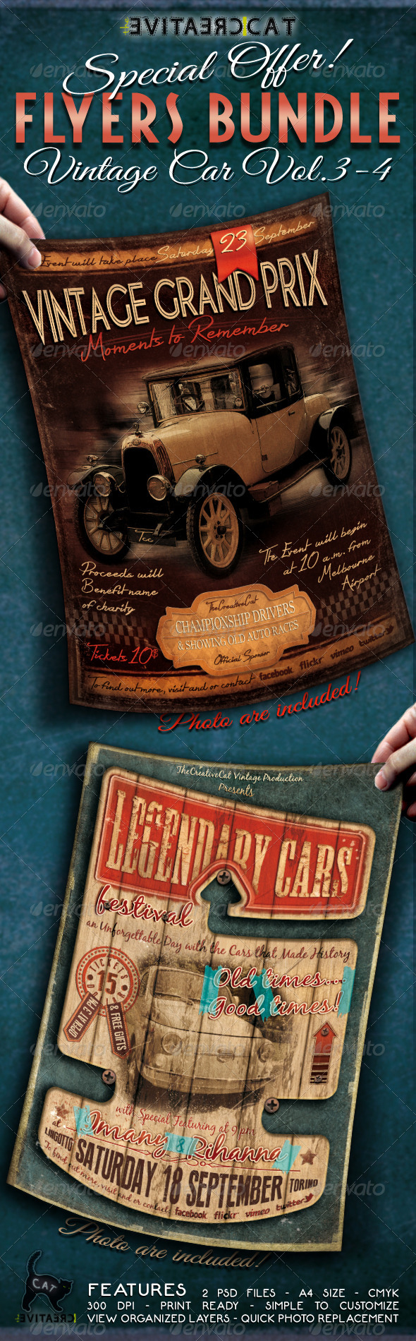Vintage Car Flyer Poster Bundle Vol 3-4 Vintage Car Flyer Poster Bundle Vol 3-4