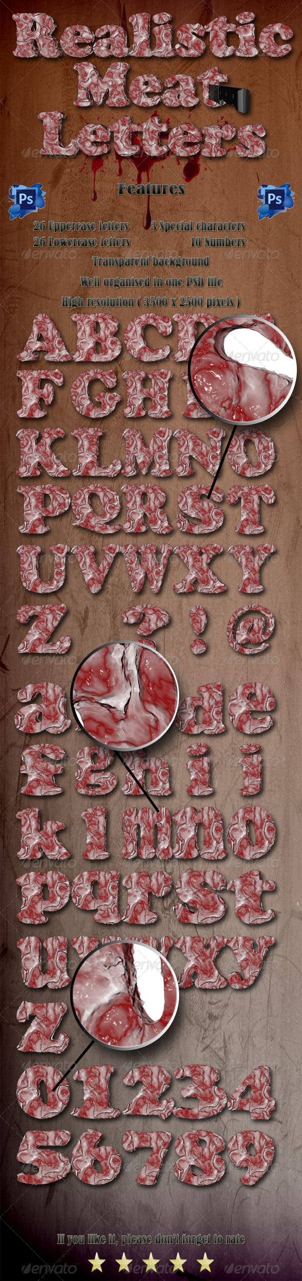 Realistic 3D Meat Letters Realistic 3D Meat Letters