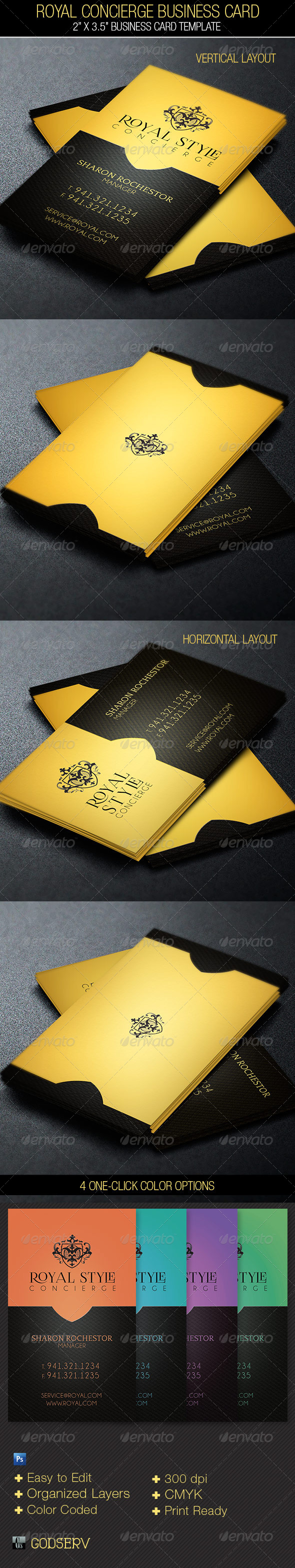 Royal Concierge Business Card Template - Industry Specific Business Cards
