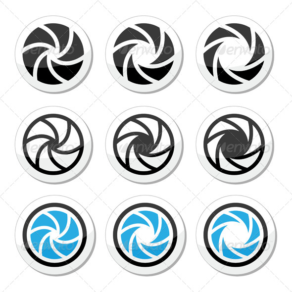 Camera Shutter Aperture Icons Set Camera Shutter Aperture Icons Set