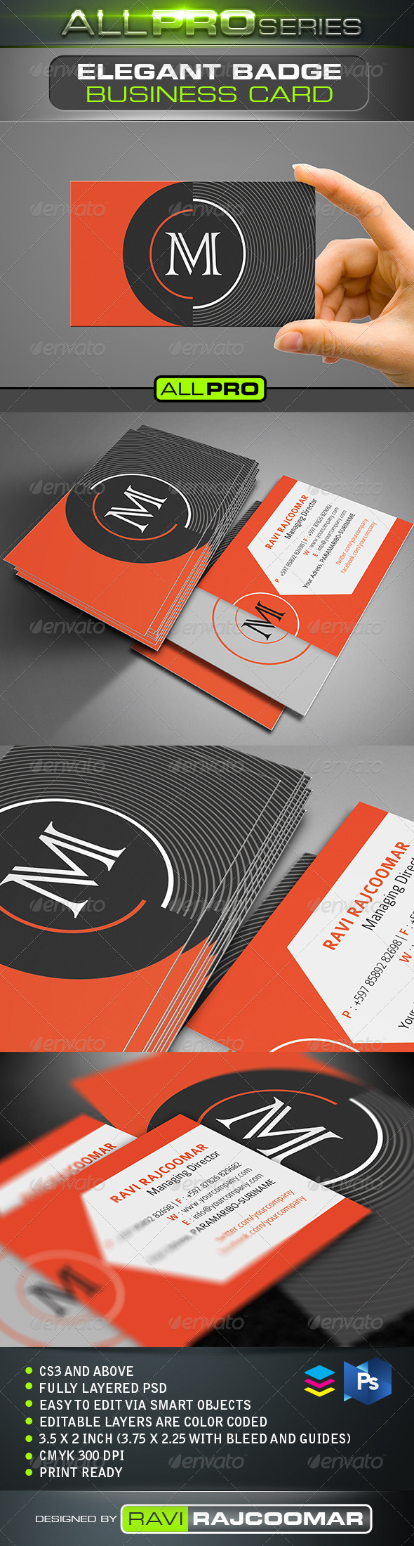 Elegant Badge Business Card - Business Cards Print Templates