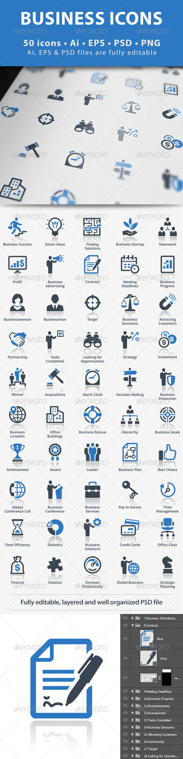 Business Icons - Blue Series - Business Icons