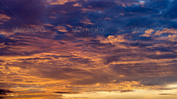 Beautiful orange and blue clouds Horizontal