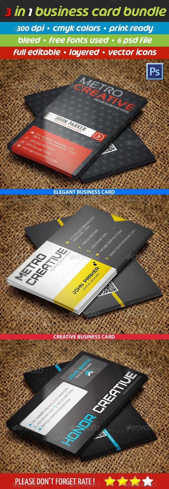3 in 1 Creative Business Card Bundle 08 3 in 1 Creative Business Card Bundle 08