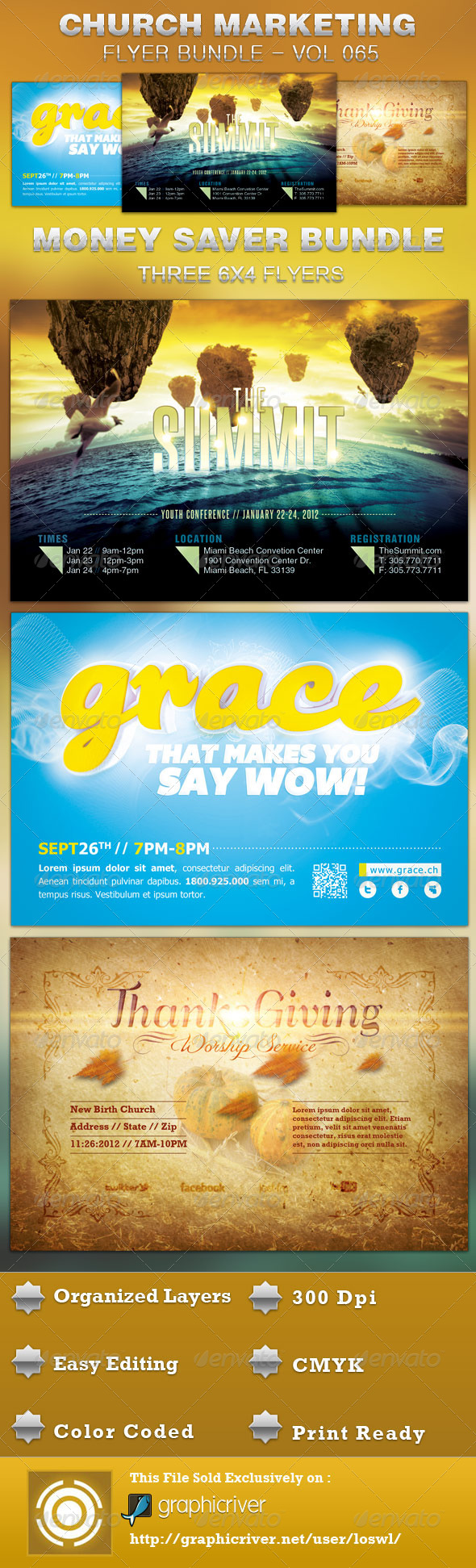 Church Marketing Flyer Template Bundle Vol 065