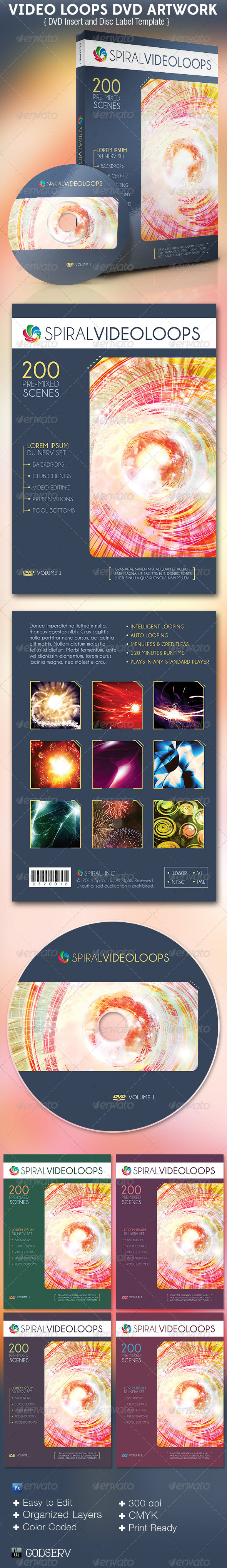 Video Loops DVD Artwork Template - CD & DVD artwork Print Templates