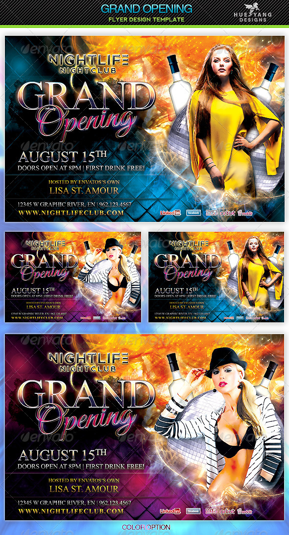 Grand Opening Flyer Template - Clubs & Parties Events