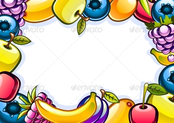 White Background with Fruits