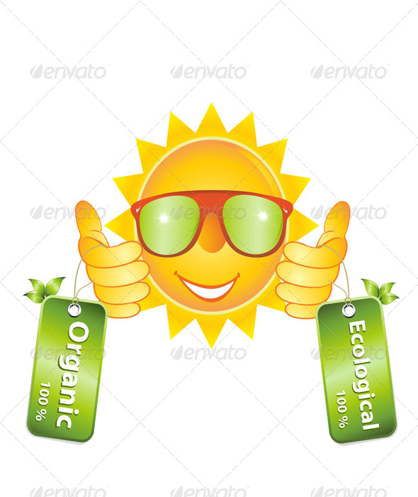 Cheerful Smiley with Natural Ecological Label Cheerful Smiley with Natural Ecological Label