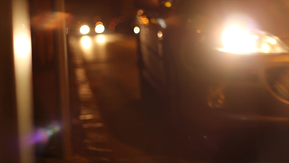 Cars on City Streets at Night Cars on City Streets at Night