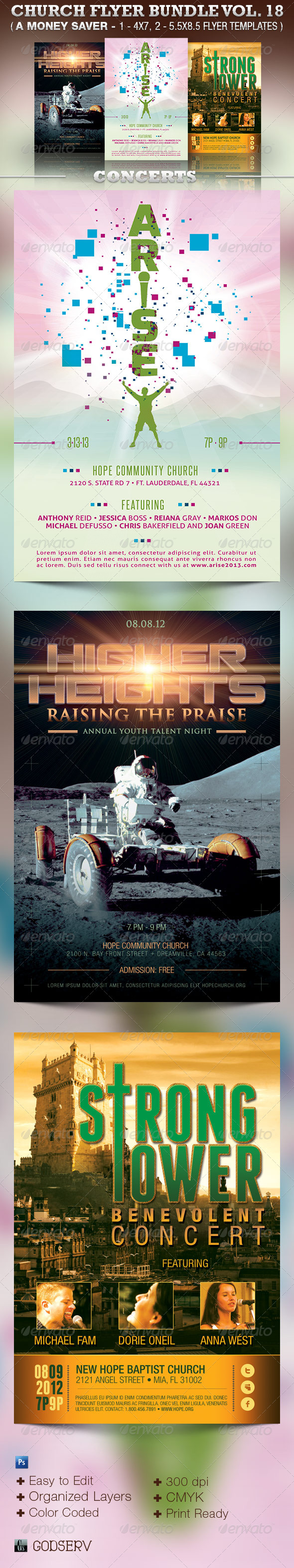Church Flyer Template Bundle Vol 18: Concerts - Church Flyers