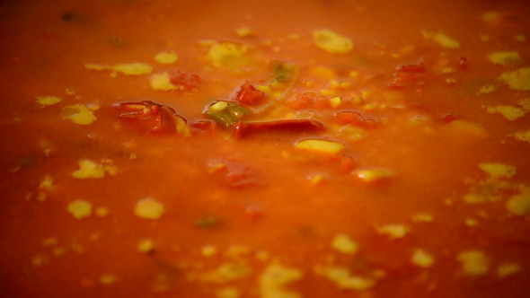 Paella Food Boiling in Pan Paella Food Boiling in Pan