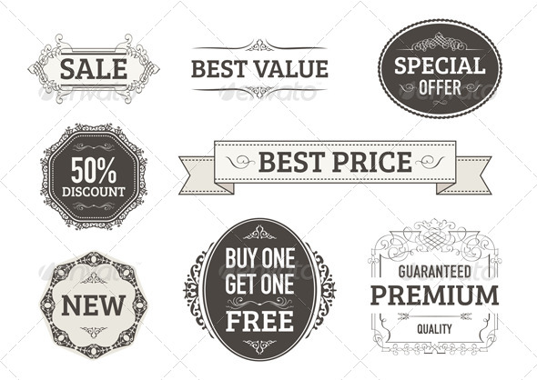 Vintage Style Banners Labels Badges Vintage Style Banners Labels Badges