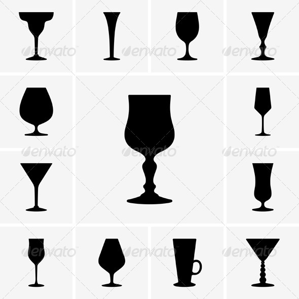 Wine Glasses Icons Wine Glasses Icons