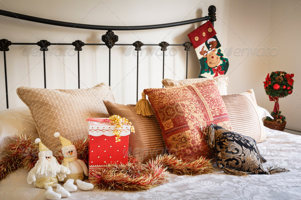 Christmas bedroom interior