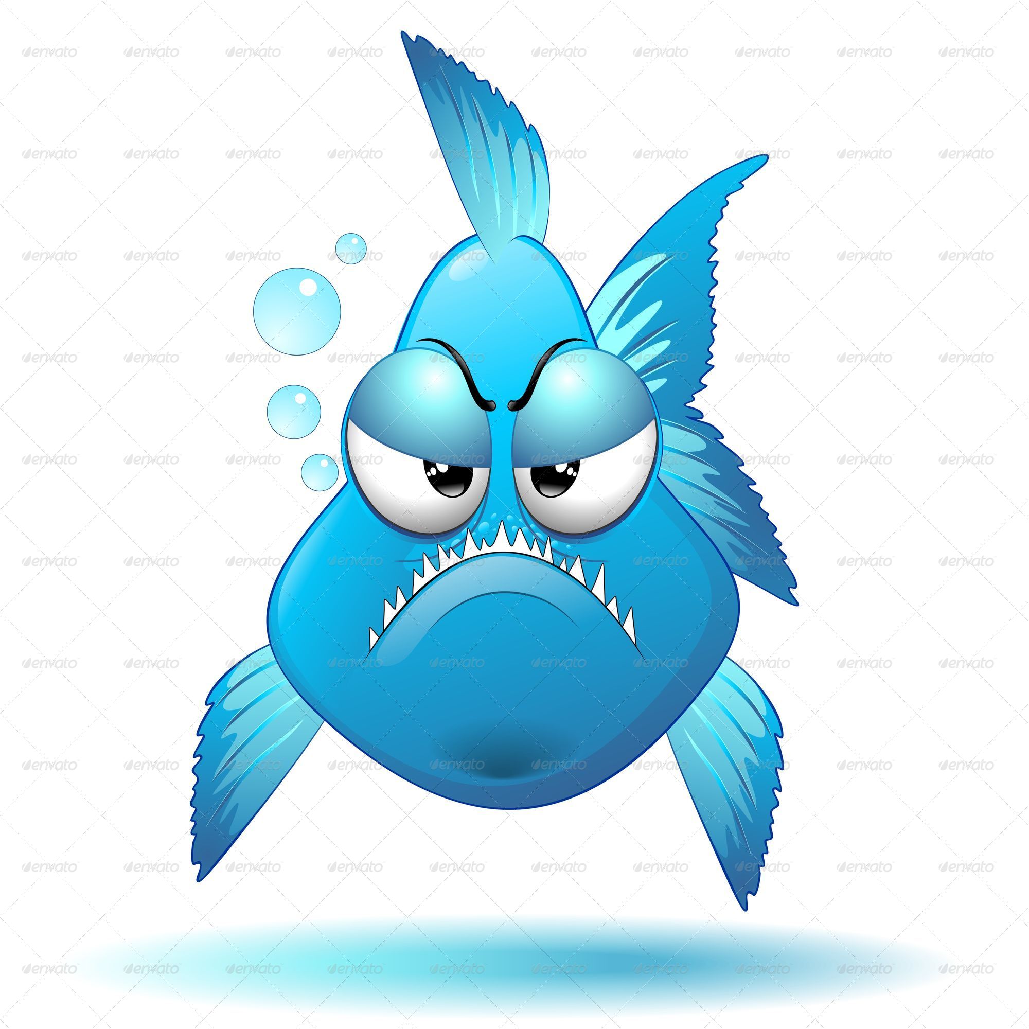 Grumpy Fish Cartoon by Bluedarkat GraphicRiver