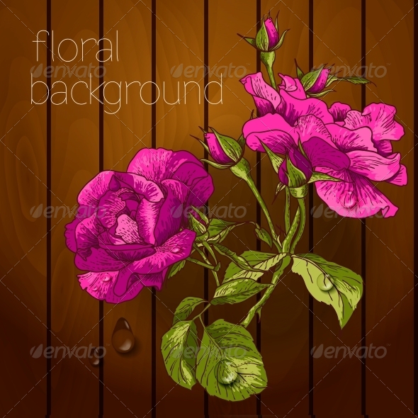 Flowers on a Wooden Texture Flowers on a Wooden Texture