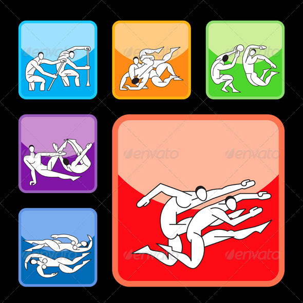 Sport Buttons Silhouettes Set Sport Buttons Silhouettes Set