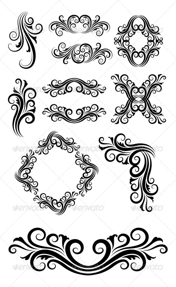Floral Element Decorations - Flourishes / Swirls Decorative
