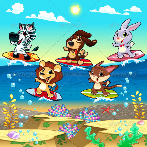 Animals Surfing on the Sea Animals Surfing on the Sea