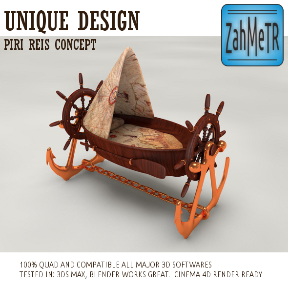 Pirate Boat Crib Piri Reis Concept - 3DOcean Item for Sale