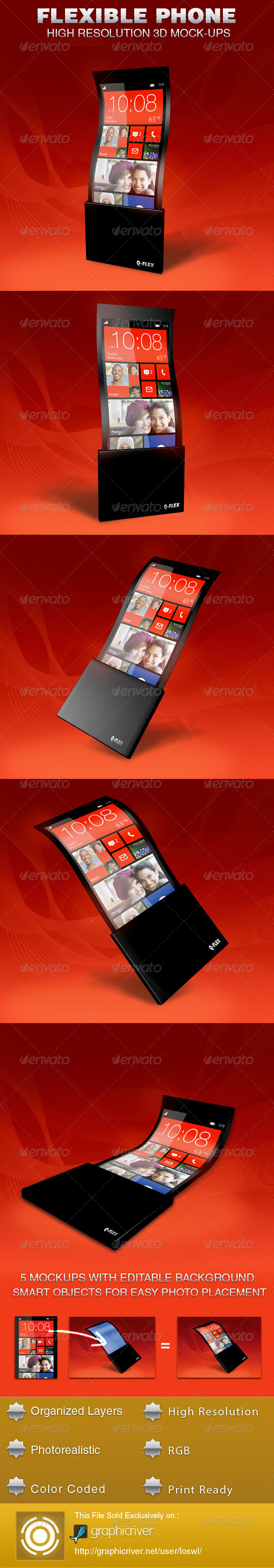 Flexible Phone Mockup Template