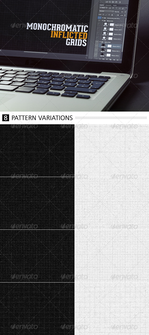 Monochromatic Inflicted Grids - Photoshop Add-ons