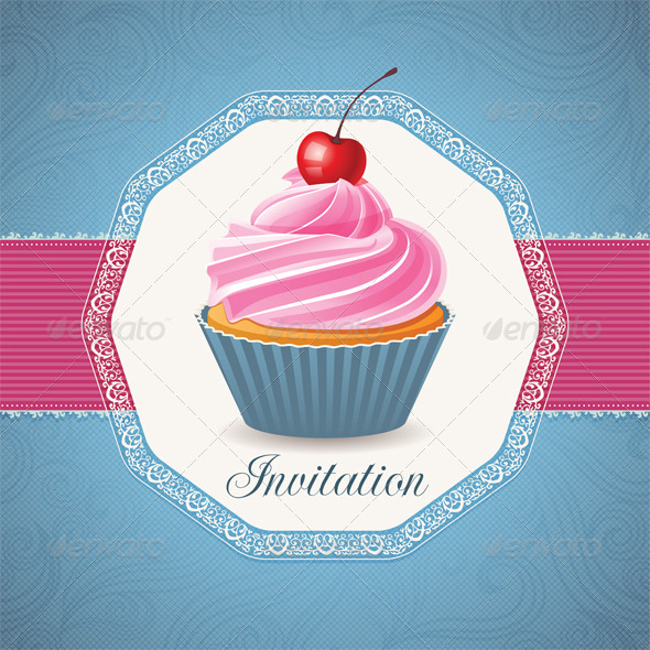 Vintage Card with Cupcake GraphicRiver