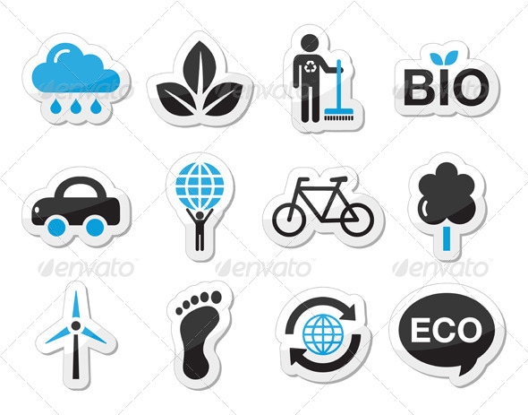 Ecology Green Recycling Vector Icons Set Ecology Green Recycling Vector Icons Set