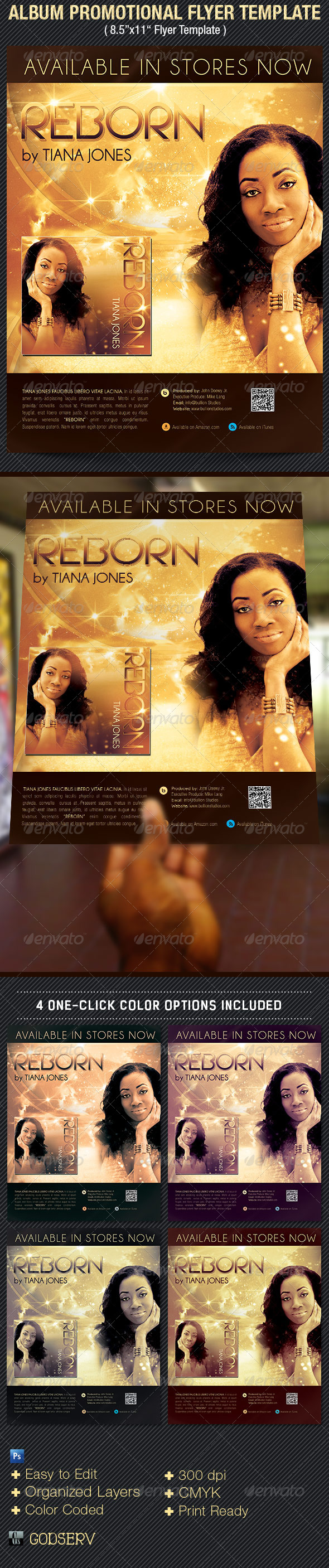Album Release Promotional Flyer Template - Flyers Print Templates