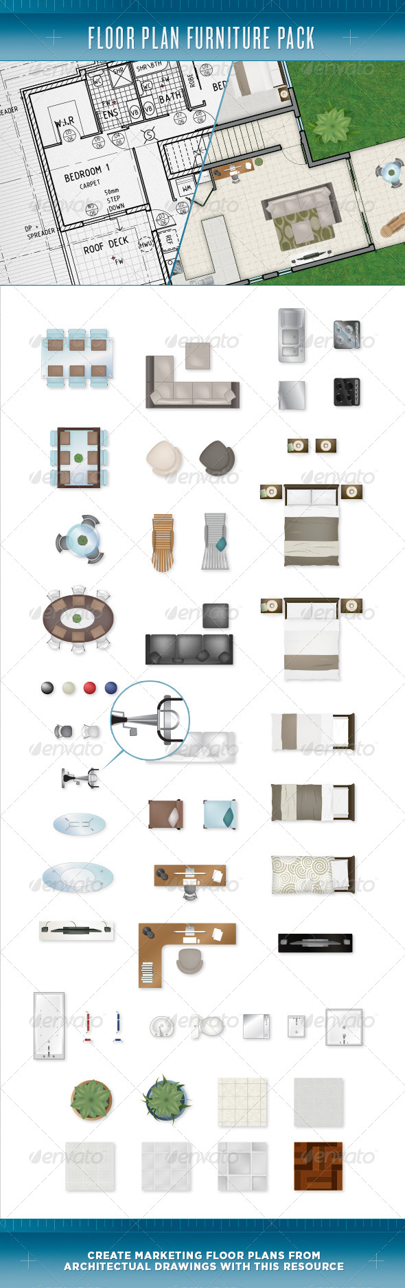 Floor Plan Furniture Pack - Objects Vectors