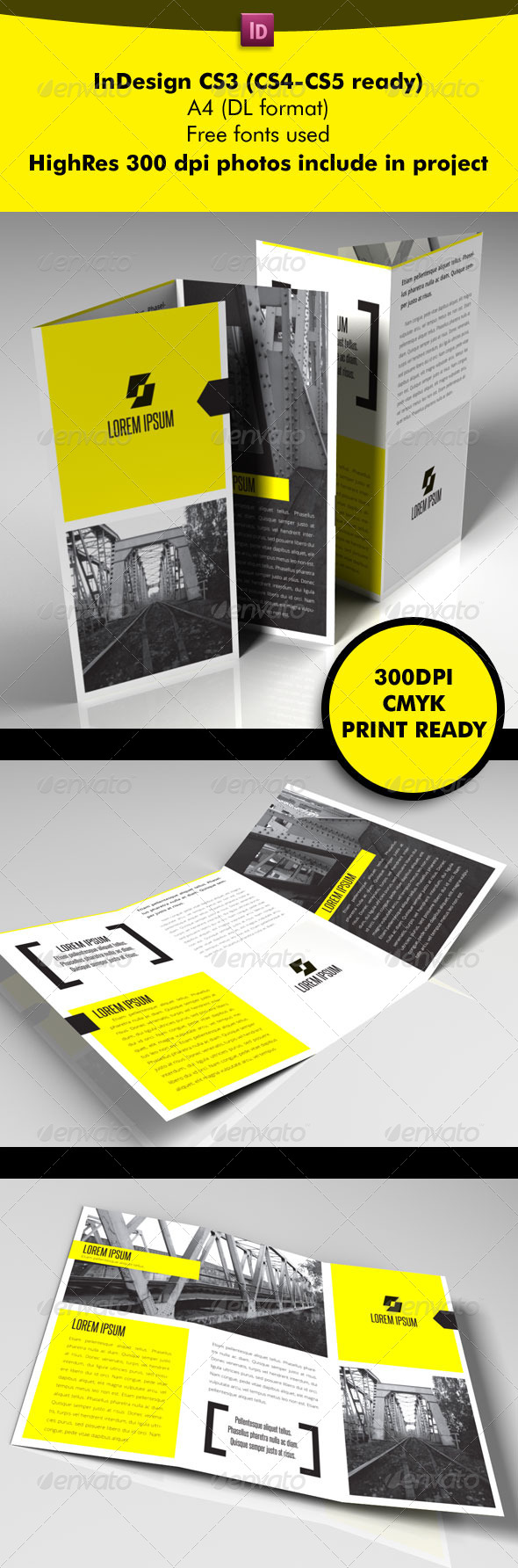 Yellow Square 3-Fold - Brochures Print Templates