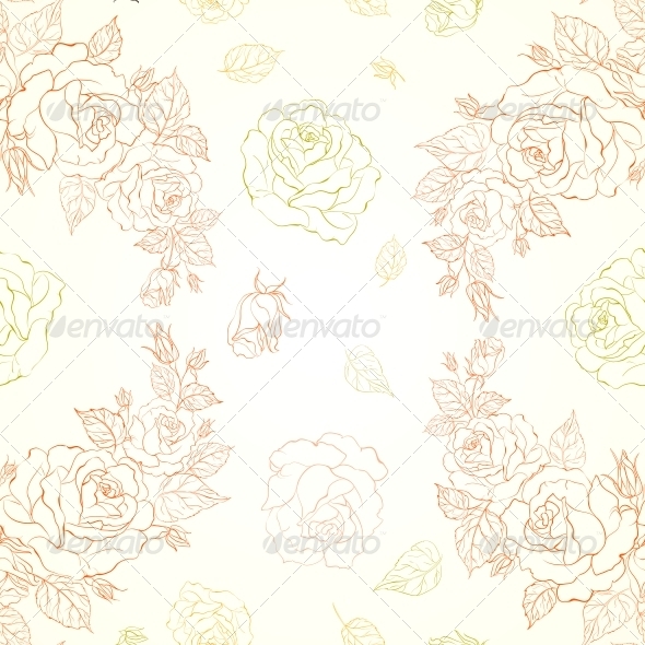Elegant Seamless Pattern with Roses Elegant Seamless Pattern with Roses