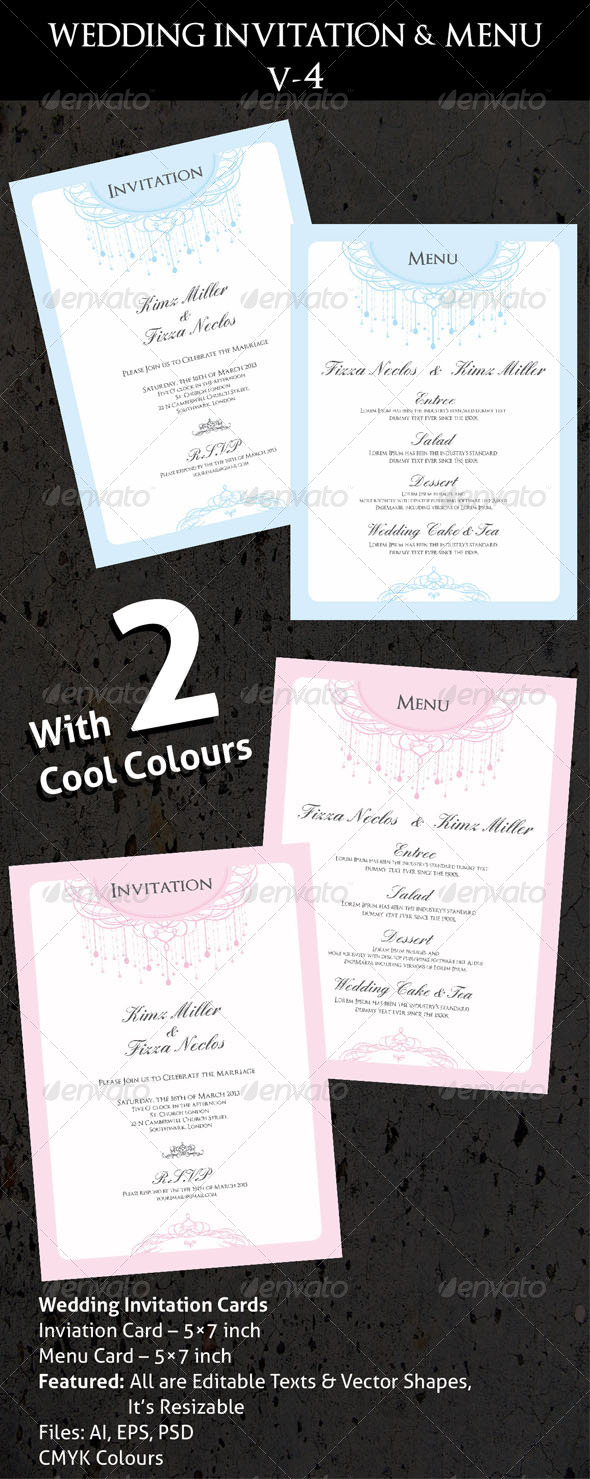 Wedding Invitation & Menu Cards V-4