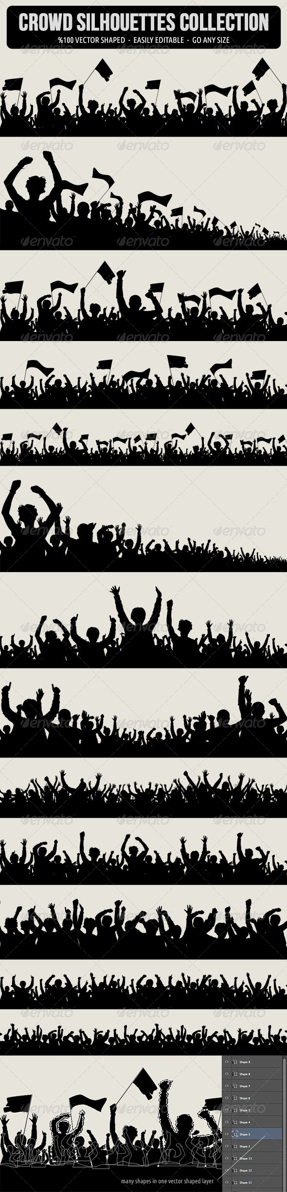 Crowd Silhouettes - People Characters