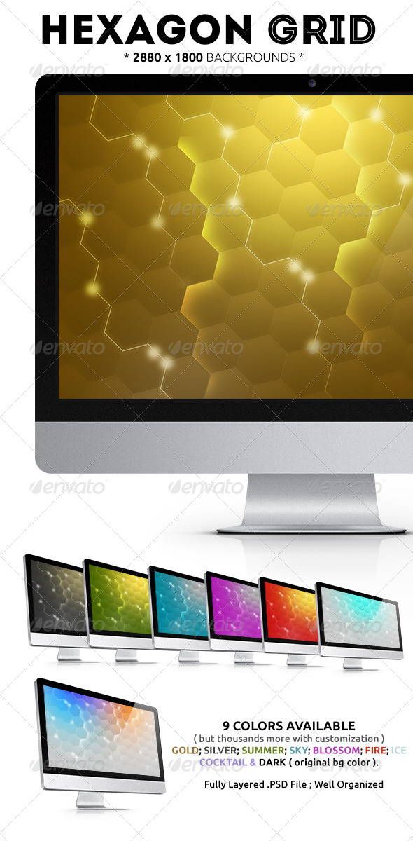 Hexagon Grid Backgounds - Abstract Backgrounds