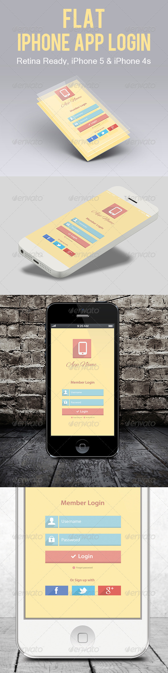 Flat iPhone App Login Flat iPhone App Login