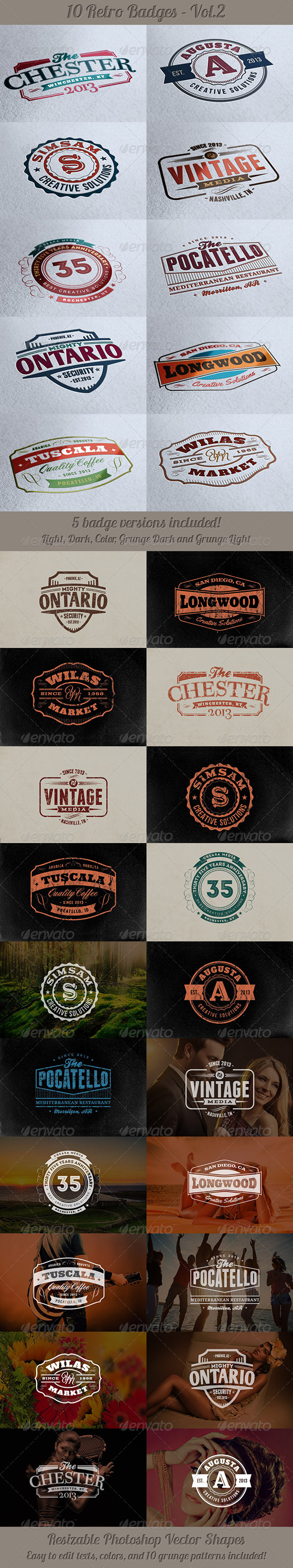10 Retro Signs or Badges v.2 - Badges & Stickers Web Elements