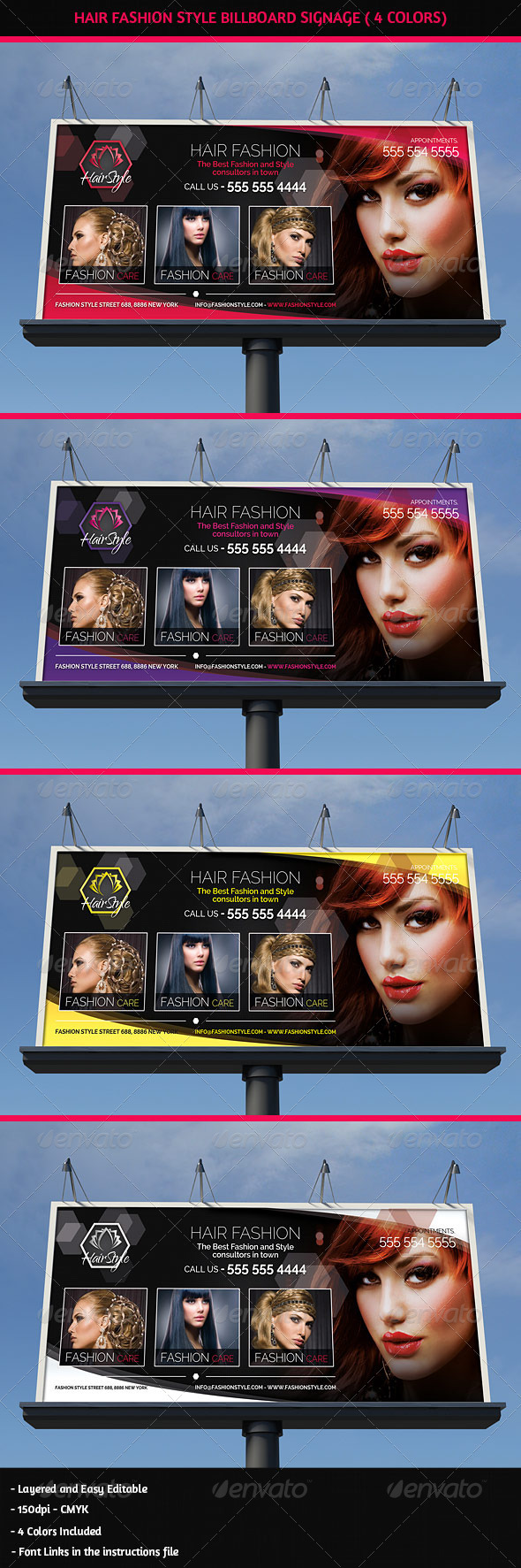 Hair Salon Fashion Style Billboard Signage Hair Salon Fashion Style Billboard Signage