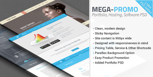 Mega - Hosting, Software Promotion PSD
